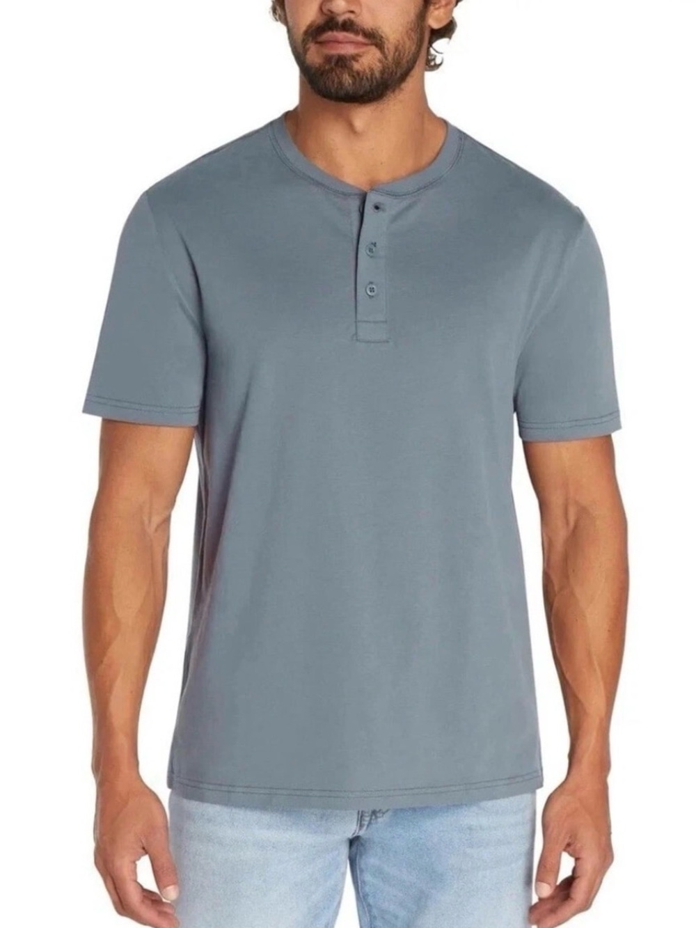 GAP Men’s Short Sleeve Henley T-Shirt Blue XXL 2XL Button Front NWT